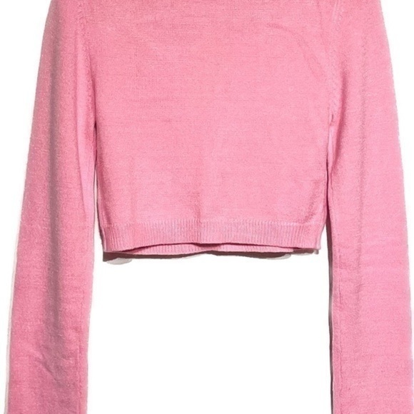 Blue Blush Pink Keyhole Sweater Long Sleeve Top Mock Neck NWT Medium - Picture 7 of 8
